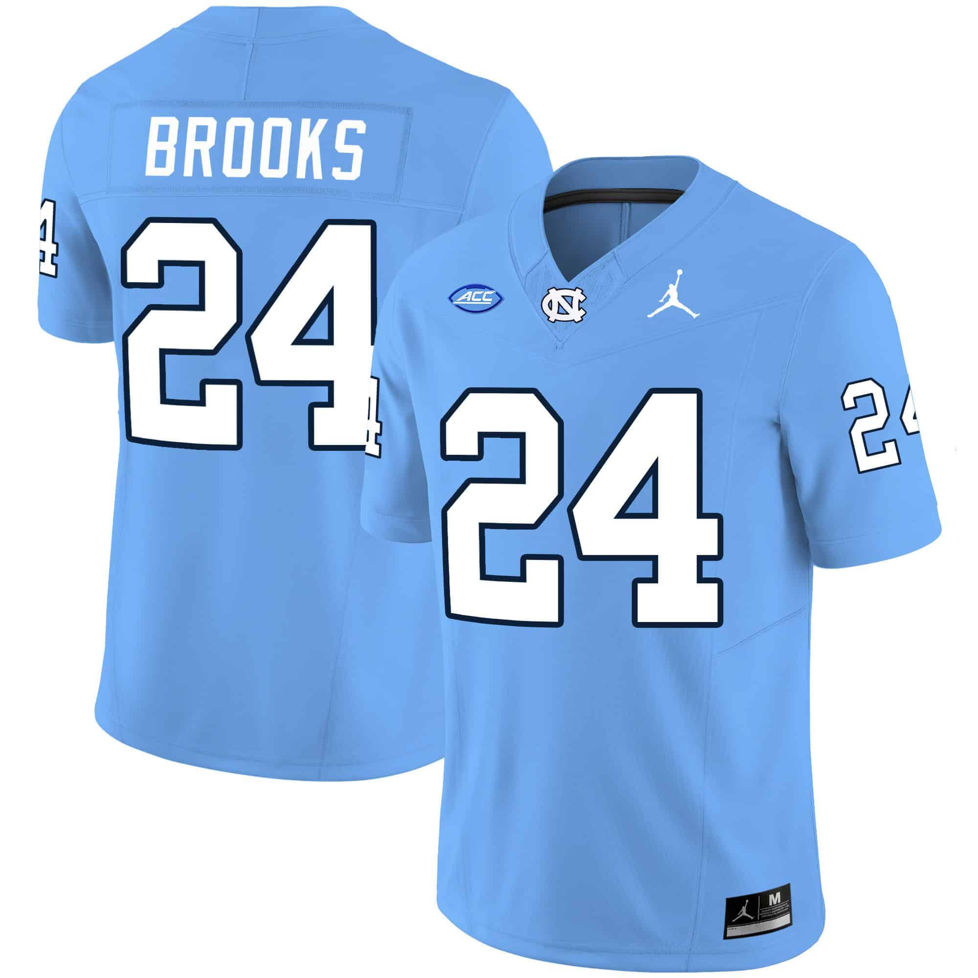 Men North Carolina Tar Heels #24 Brooks Light Blue 2024 Vapor Limited NCAA Jersey style 1